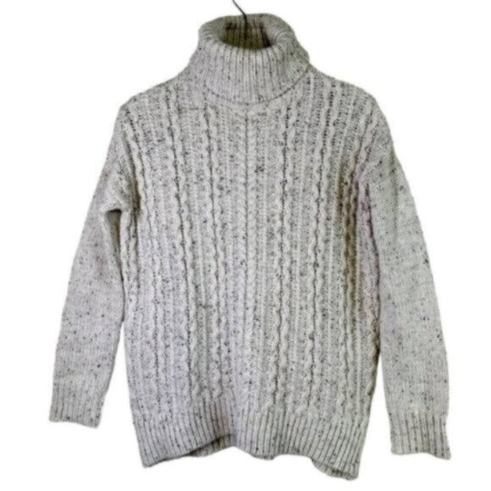 Garage | Cream Fleck Turtle Neck Cable Knit Sweater Size Small